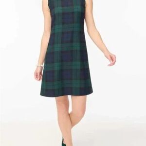 J. Crew Black Watch Plaid Ruffle Neck Suiting Dress - size 4